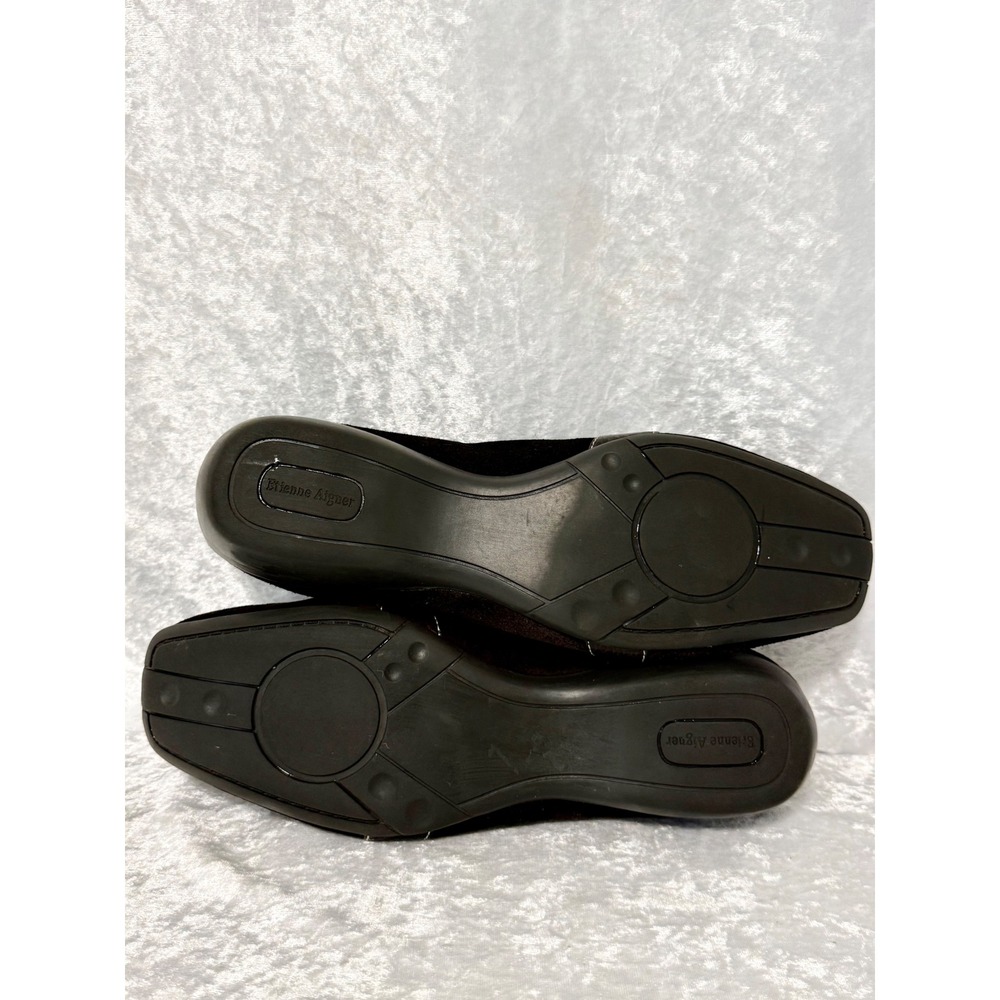 Etienne Aigner SEMPEST Brown Suede Faux Python Buckle Loafers Square Toe Size 7 - Picture 8 of 10